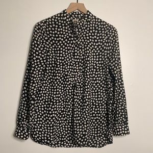 Anne Klein Black and White Long Sleeve Peasant Top